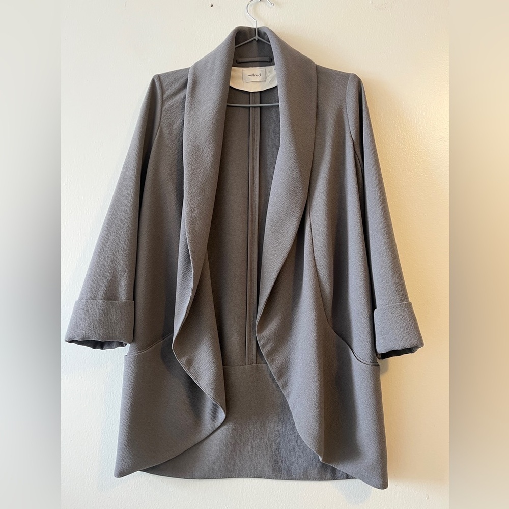 Aritzia Gray Draped Open-Front Blazer - Picture 3 of 11